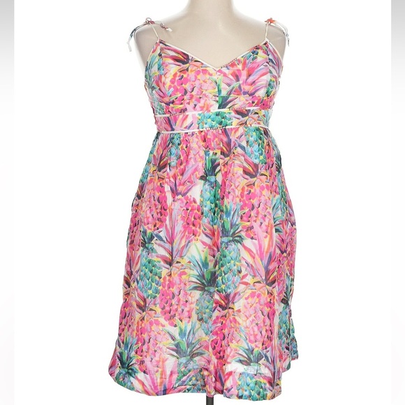 J. Crew Pineapple Tropical Resort Summer Dress Bloggers Favorite Size 14 Large - Picture 2 of 11